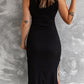 Crisscross Cutout Scoop Neck Slit Midi Dress
