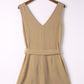 Tie-Waist Buttoned Plunge Sleeveless Romper